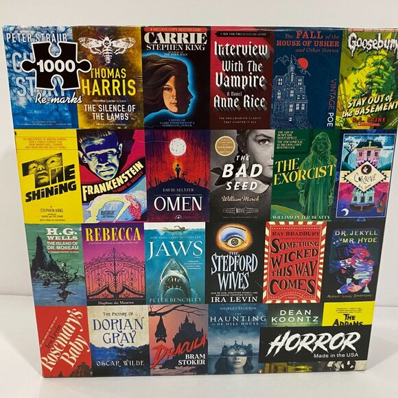 1000-Piece Horror Movie Puzzle By Re-Marks With Classic Covers Of Scary Books - Picture 2 of 7